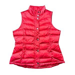 INC International Concepts Down Puffer Vest Womens L‎ Red Full Zip Snap FLAW